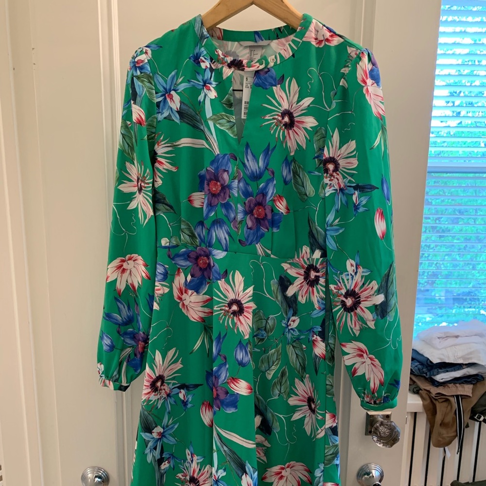 Never been word H & M midi length printed dress
